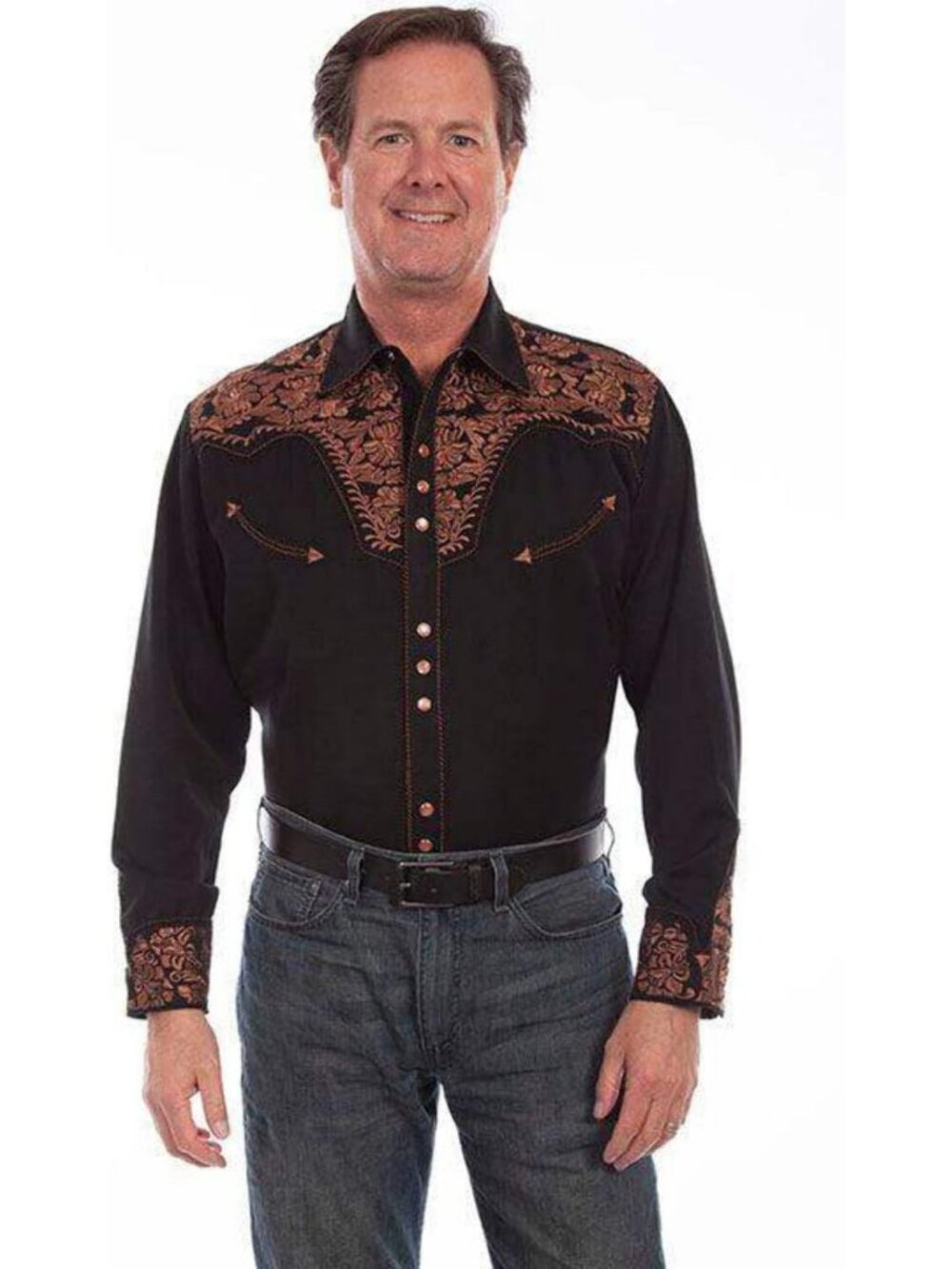 Floral Long Sleeve Western Shirt for Men - Stylish Gunfighter Design, Casual
